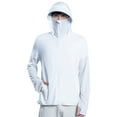 thumbnail image 2 of Xdegoge Men's Full Zip Sun Protection Hoodie Long Sleeve Cooling Jacket UPF 50+ Face Cover Thumbholes Fishing Running Outdoor Shirts, 2 of 7