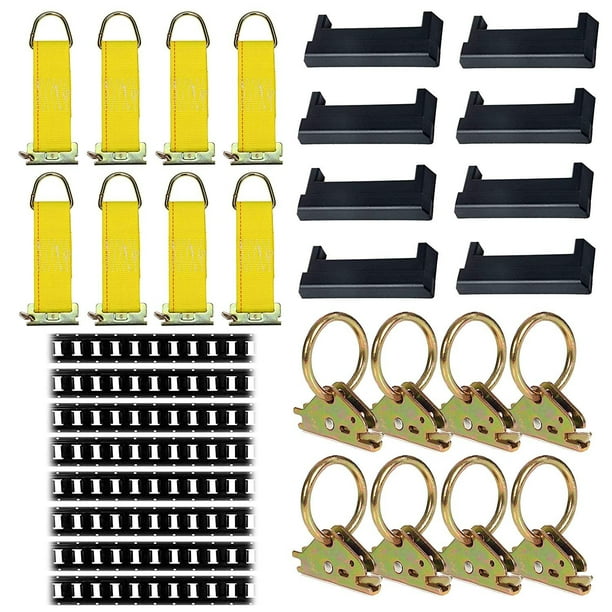 ETrack TieDown KIT! 8 PowderCoated 5' Horizontal E Track Rails, 8