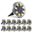 thumbnail image 2 of 12PCS Outdoor Solar Lights Waterproof - Solar Powered Ground Lights for Pathway Walkway Driveway - LED Landscape Disk Lights for Garden Yard Patio Deck - Automatic Dusk to Dawn Lighting, 2 of 8