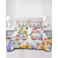 thumbnail image 2 of Twin Quilt Bedding Set, Spring Easter Reversible Summer Quilt 3 Pieces, Watercolor Eggs Gnomes Floral Butterflies Plants Lightweight Bedspreads Coverlets with 2 Pillow Shams for All Seasons, 2 of 5