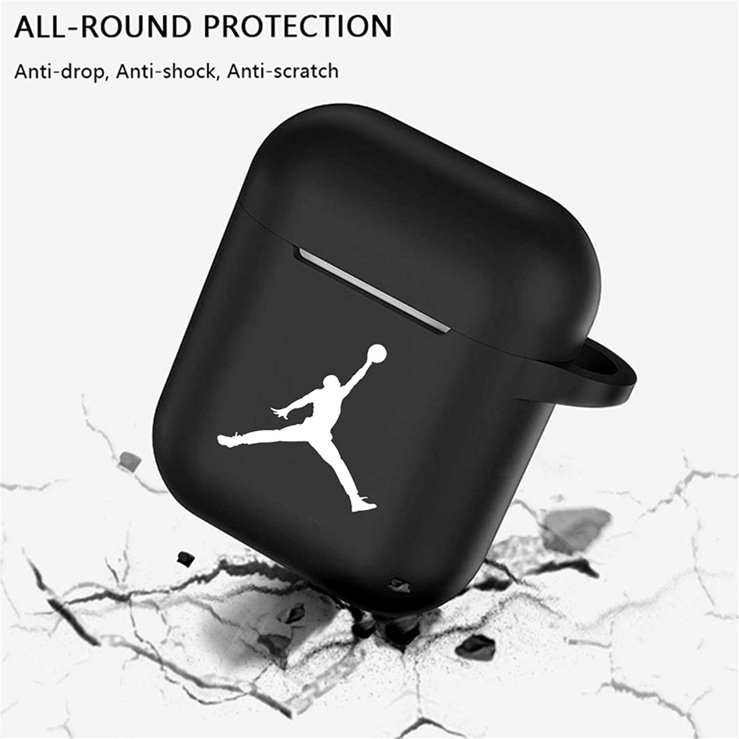 3D Luxury Fashion Sport Style Character Silicone Airpod Cover Stylish Designer Cases for Girls Kids Teens Boys Air pods Black Right Fun Cool Keychain Design Skin Mulafnxal for Airpods 1&2 Case