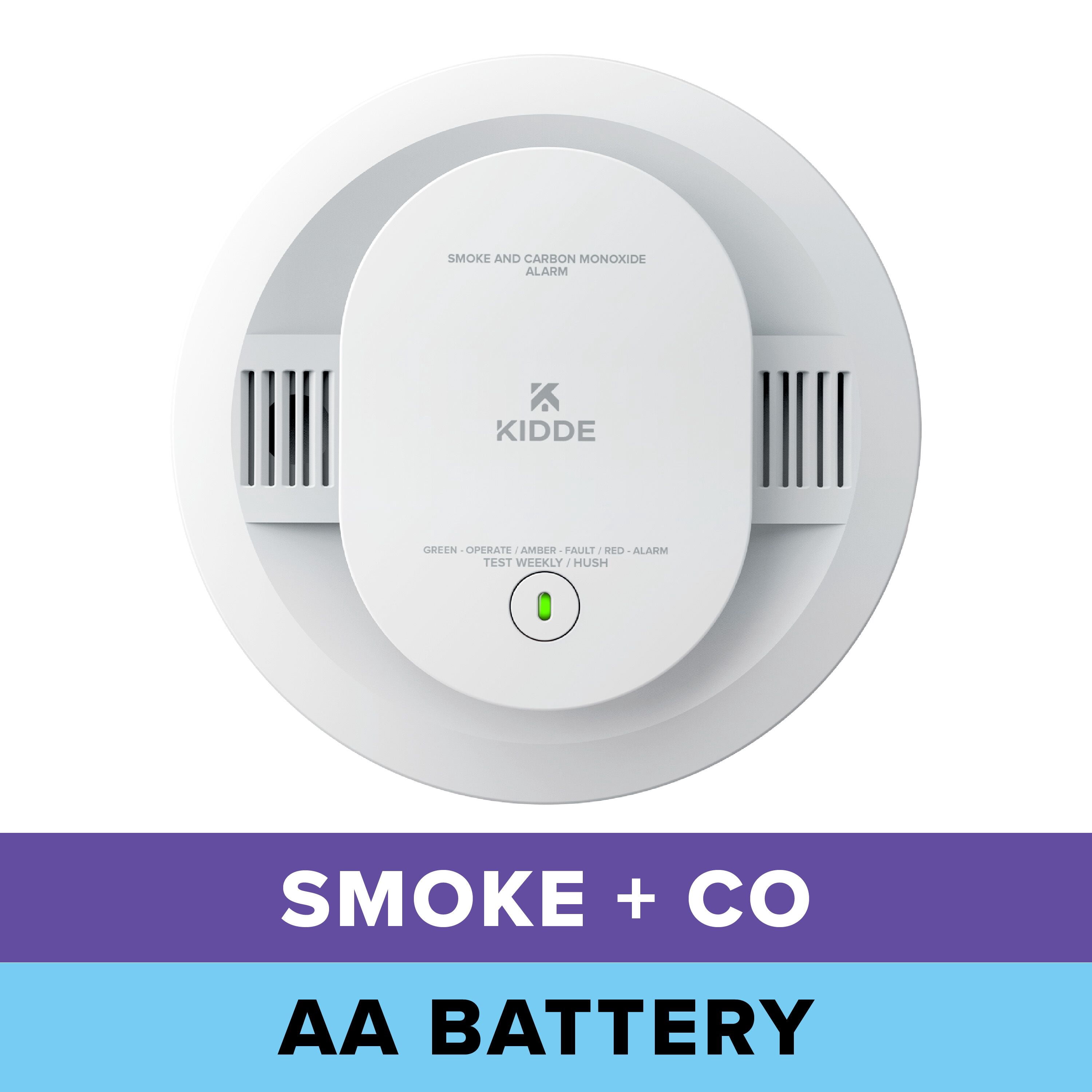(2 pack) Kidde Battery-Operated Combination Smoke & Carbon Monoxide Detector, Batteries Included