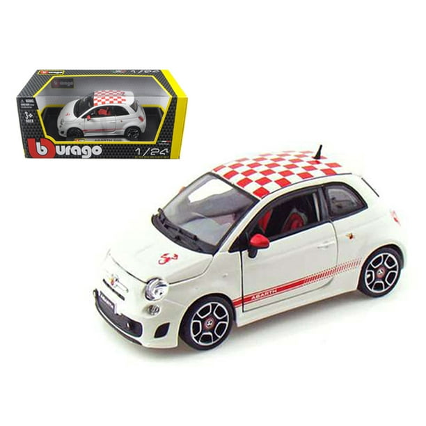 2008 Fiat 500 Abarth White With Checkers 1/24 Diecast Model Car by Bburago 2008 Fiat 500 Abarth White With Checkers 1/24 Diecast Model Car by Bburago