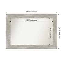 Amanti Art Custom Framed Wall and Bathroom Mirror (26 x 38 in.), Dove Greywash Frame