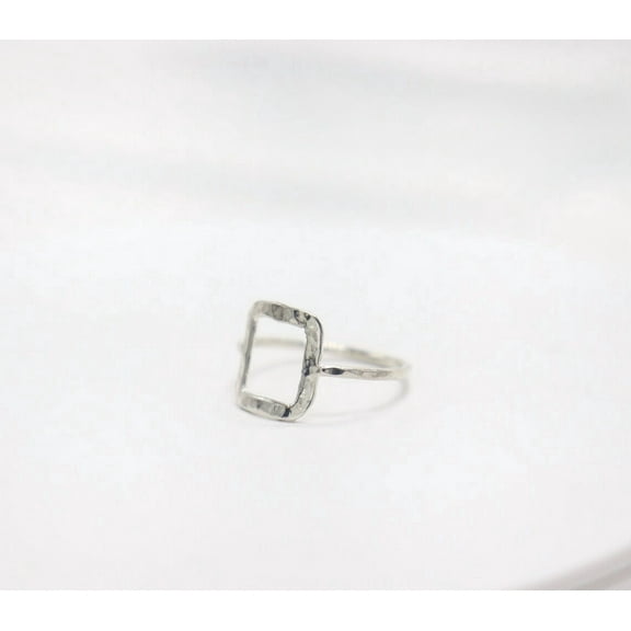 SS DESIGNS Open Rectangle ring, rectangle ring, simple open ring, hammered ring, geometric ring, open rectangle jewelry, simple ring, dainty ring, gift