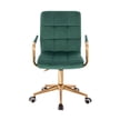 thumbnail image 2 of Silla escritorio color verde acabados cromo dorado con brazo giratoria altura ajustable forrada en material terciopelo SKU 7009F-2 VERDE TERCIOPELO, 2 of 4