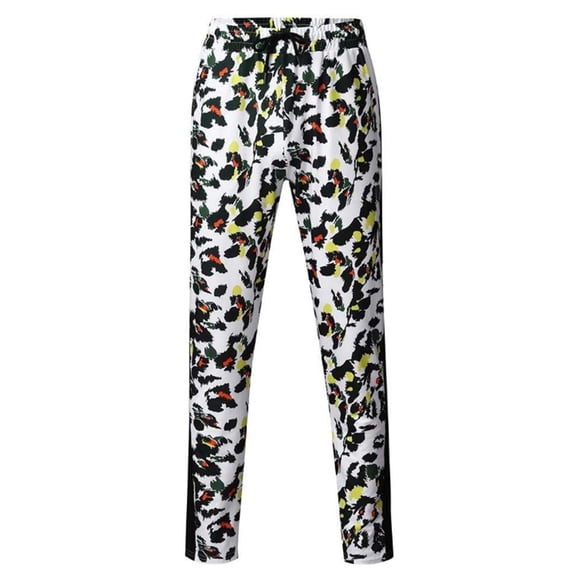 Seyurigaoka Men's Fashion Casual Camouflage Leopard Print Drawstring Elastic Waist Long Pant Trousers