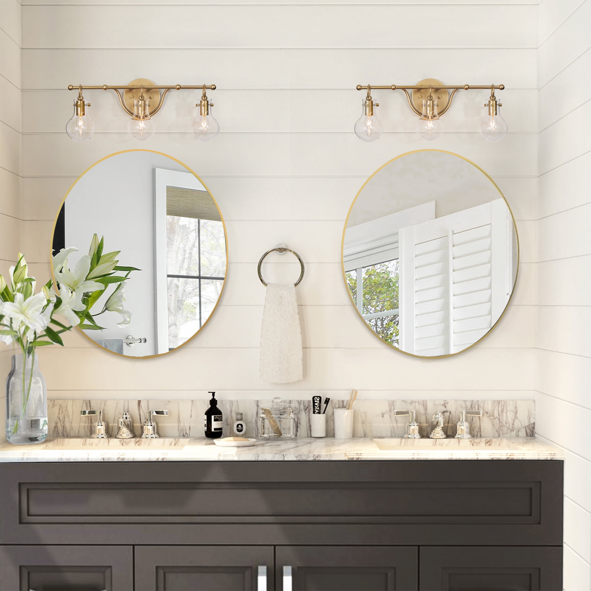 LNC Bathroom Vanity Lighting Fixtures Modern Gold Wall Sconce 3-Lights