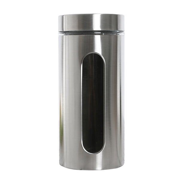 Tanque de almacenamiento de acero inoxidable Tanque de almacenamiento de alimentos de cocina Tanque sellado de vidrio visible (1300 ml)