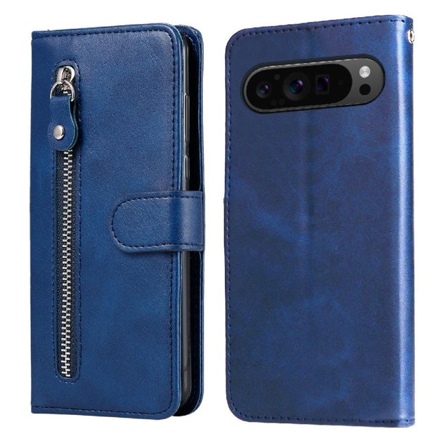 Estuche de Cuero PU con Cierre para Google Pixel 9 PRO 5G , Funda Protectora con Billetera y Correa