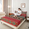 thumbnail image 3 of Erosebridal Bohemian Aztec Queen Sheet Sets, Oriental Geometric Art Bed Set, 1 Flat Sheet, 1 Fitted Sheet and 2 Pillowcases, 3 of 5