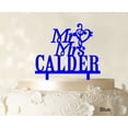 thumbnail image 1 of Mr & Mrs Wedding Cake Topper Personalized Blue Cake Topper Color Option Available 5-7 Inches Wide, 1 of 1