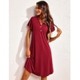 thumbnail image 2 of EKOUAER Women's Nightgown Short Flare Sleeve Sleepshirt V-Neck Sleepwear Soft Nightshirt Pajama Dress, 2 of 6