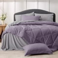 thumbnail image 2 of Set de edredón Bedsure Queen reversible, morado grisáceo, 7 piezas, 2 of 7