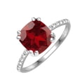 thumbnail image 2 of Sterling Silver with Natural Garnet and White Zircon Solitaire Ring, 2 of 3