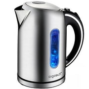 Aigostar Electric Kettle, 1.7L Tea Kettle with LED Illumination, Cordless Hot Water Kettle Pot for Tea Coffee Fast Boiling, Stainless Steel, BPA Free