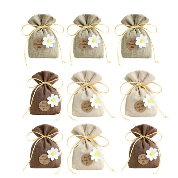 HOOWIFFY 9Pcs Empty Perfume Bags Assorted Color Linen Decorative Car Pendants for Car Use