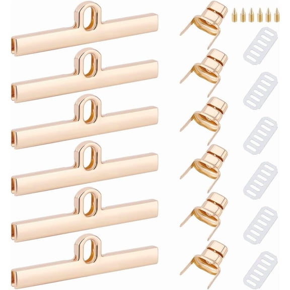6 Pcs Turn Lock Clasp Alloy Bag Twist Lock Closure with Washers for Wallet Purse Handbag Making3.8x0.9inch Gold DIY