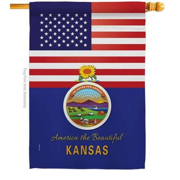 Americana Home & Garden H140568-BO 28 x 40 in. USA Kansas American State Vertical House Flag with Double-Sided Decorative Banner Garden Yard Gift