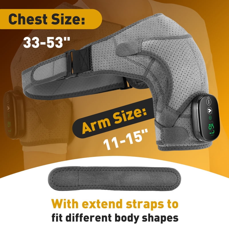 Shoulder Heating Pad, Cordless Shoulder Massager with Heat and Vibration for Rotator Cuff Relief, Size Adjustable Shoulder Wrap, Heated Shoulder Brace for Men Women
