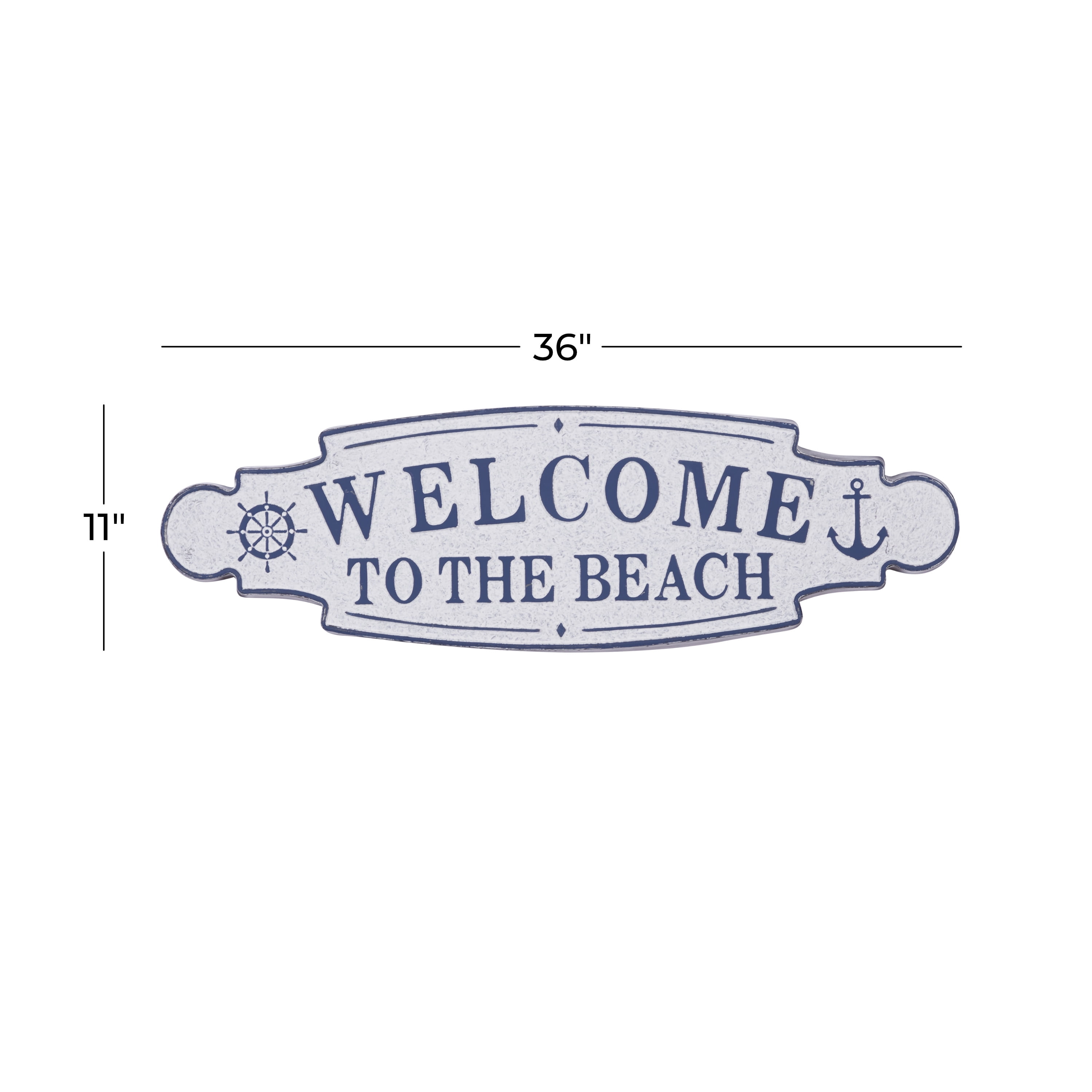 DecMode Blue Metal Welcome to the Beach Sign Wall Decor