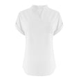 thumbnail image 3 of FAVIPT Linen Shirts for Women 2025 Cotton Linen Shirt Summer Short Sleeve Roll Up Loose Fit V-Neck Tunic Top Dressy Trendy Casual Work Blouse Gauze Tops White,XL, 3 of 6