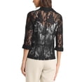thumbnail image 3 of INSPIRE CHIC Women's Bussiness Casual Blazers Floral Lace 3/4 Sleeve Single Button Elegant Blazer Suits S Black, 3 of 5
