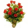 One Dozen Fancy Red Roses Bouquet
