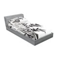 thumbnail image 2 of Ambesonne Black White Fitted Sheet & Pillow Sham Set, Watercolor Tree Branch, Twin, Charcoal Grey and White, 2 of 2