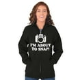 thumbnail image 4 of Im About Snap Funny Photography Pun Unisex Fleece Graphic Zip Up Hoodie Brisco Brands 2X, 4 of 5