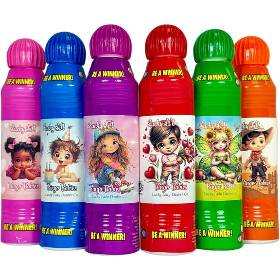 Lucky Lil' Bingo Babies Bingo Daubers Mixed Colors, 6-Pack