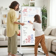TACWILY 36x24 inch Rolling Whiteboard, Height Adjustable Magnetic Dry Erase Board with Circular Stand on Wheels