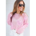thumbnail image 5 of Ushdele Chic Light Pink Floral Knit Sweater - Spring Style Elegance!, 5 of 8