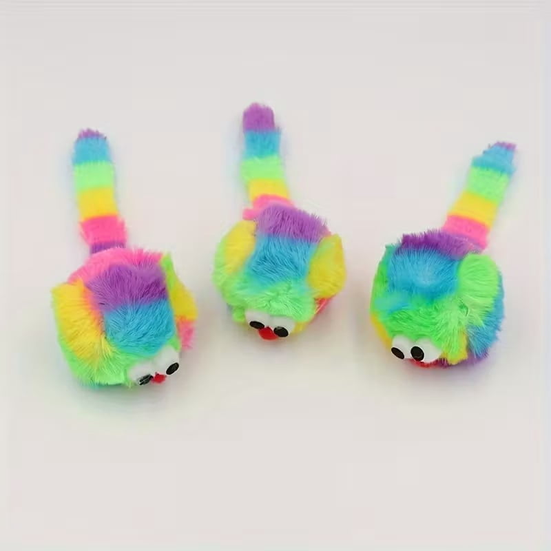 1 Interactive Rainbow Rabbit Plush Mouse Toy with Sound - A chew-resistant and durable medium-sized cat toy, batteries not included