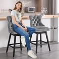 thumbnail image 4 of Tewloss 30" Swivel Bar Stools Set of 4 With Back Velvet Bar Height Chairs for Home Kitchen, Gray, 4 of 8