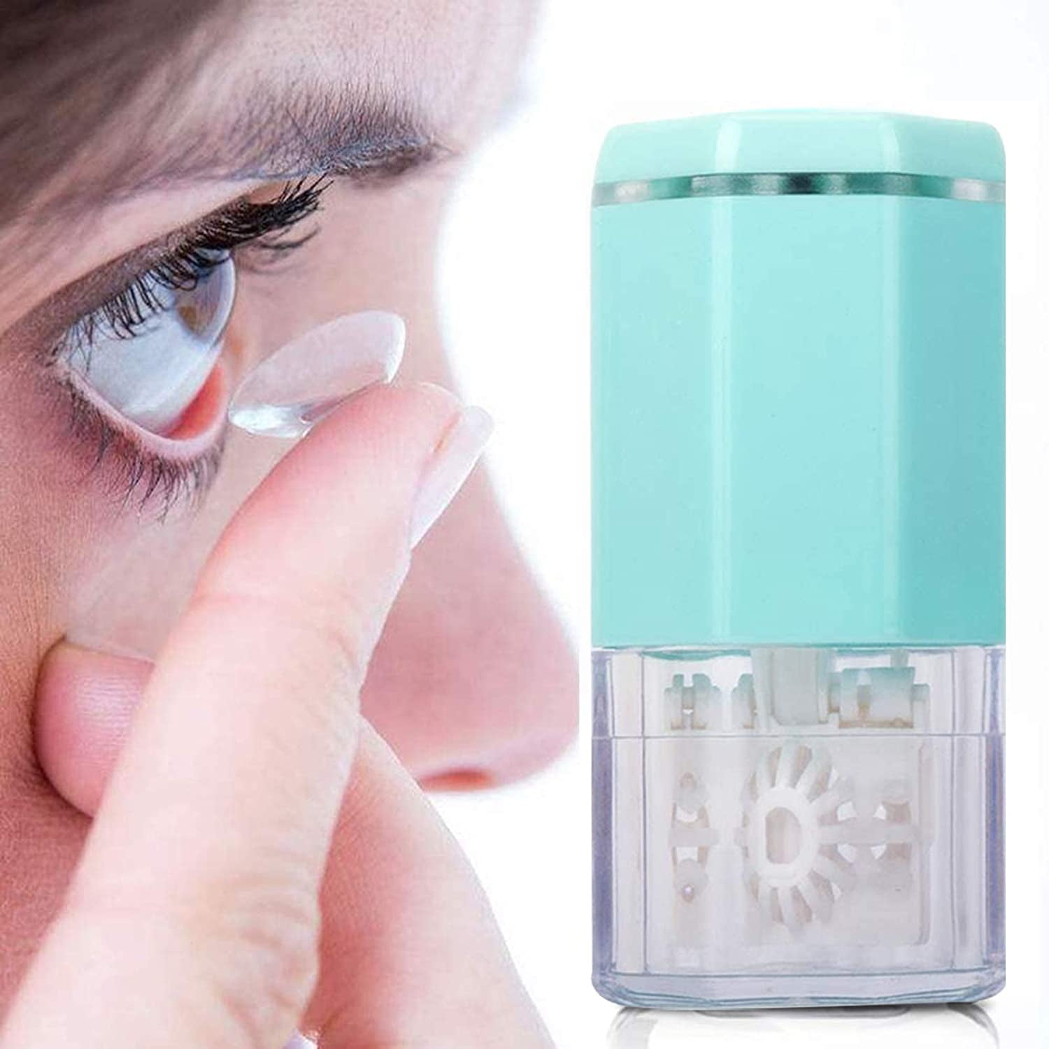 EIMELI Portable Contact Lens Cleaner,Oweilan Contact Lens Cleaning Machine with USB Charging Cable, Turbine Rotation Contact Cleaner Case Kit for Travel (Blue)