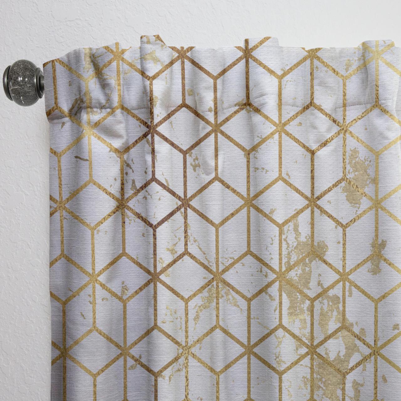 Designart 'Honeycomb Capital Gold VI' Modern & Contemporary Curtain Panel