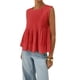 thumbnail image 2 of Blusa Plisada Sin Mangas con Peplum de Verano para Mujer, Estilo Babydoll Y2K con Cuello Redondo. Rojo L, 2 of 9