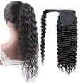 thumbnail image 3 of Deep Wave Wrap Around Ponytail Human Hair Extensions 14-26 Inch Wavy Curly Magic Paste Ponytail Hairpiece, 3 of 5