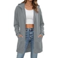 thumbnail image 7 of QIYAGBSA Hoodies for Women Zip Up Longline Hooded Sweatshirt with Front Pockets Casual Fall Winter Outerwear (Gray, L), 7 of 7