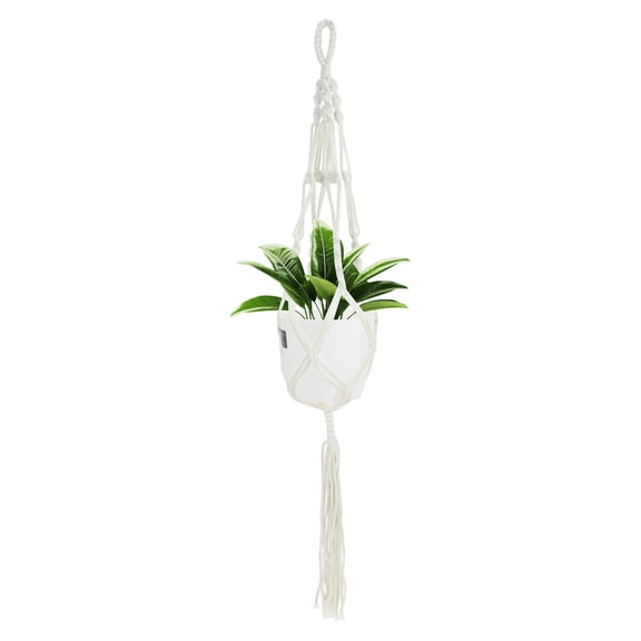 Unique Bargains Macrame Plant Hanger Woven Cotton Flower Pot Holder Cream 41.3"