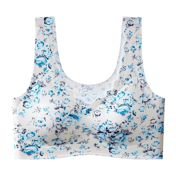 Levmjia Women's Bra Seamless Floral Printed Plus Size Breathable Comfort Everyday Wear Non Padded Wirefree Support Ladies