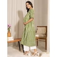 thumbnail image 4 of Janasya Indian Women's Green Cotton Block Printed Gathered Maternity Kurta, 4 of 5