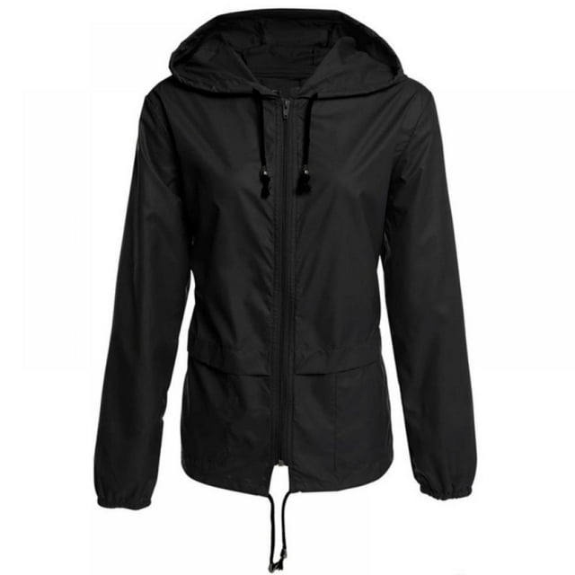 Womens Lightweight Raincoat Waterproof Packable Outdoor Hooded Rain Jacket Travel Jacket S-XXL