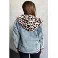thumbnail image 5 of Veveret Womens Juniors Unique Vintage Wash Faux Fur Leopard Denim Jacket (Medium Denim, Medium), 5 of 5