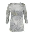 thumbnail image 3 of Hauts d'Été pour Femmes 2023 T-shirt Décontracté Imprimé Manches 3/4 Col Rond T-shirt Bohème Grande Taille pour Femmes, 3 of 3