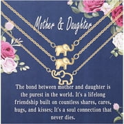 APSVO 18K Gold Plated Elephant Mother Daughter Necklace Matching Jewelry Set for Women Mom Mommy Grandma Granddaughter Pendant Chain Accessories Stuff Age Birthday Mother's Day Jewelry Gifts