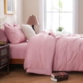 thumbnail image 6 of 7 Pieces Pink Queen Comforter Set for Women, Pintuck Bed in A Bag Queen, Pinch Pleat Bed Set, Soft Microfiber All Season Bedding Set with Sheets, Pillowcases & Shams, 6 of 6