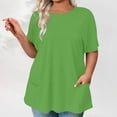 thumbnail image 2 of WeikingpShort Sleeve Tops For Women Summer Tops Plus Size Tops For Women Summer Petal Sleeve Casual Tshirts Short Sleeve Tunic Blouses Plus Size Tops For Women Green 3XL, 2 of 6