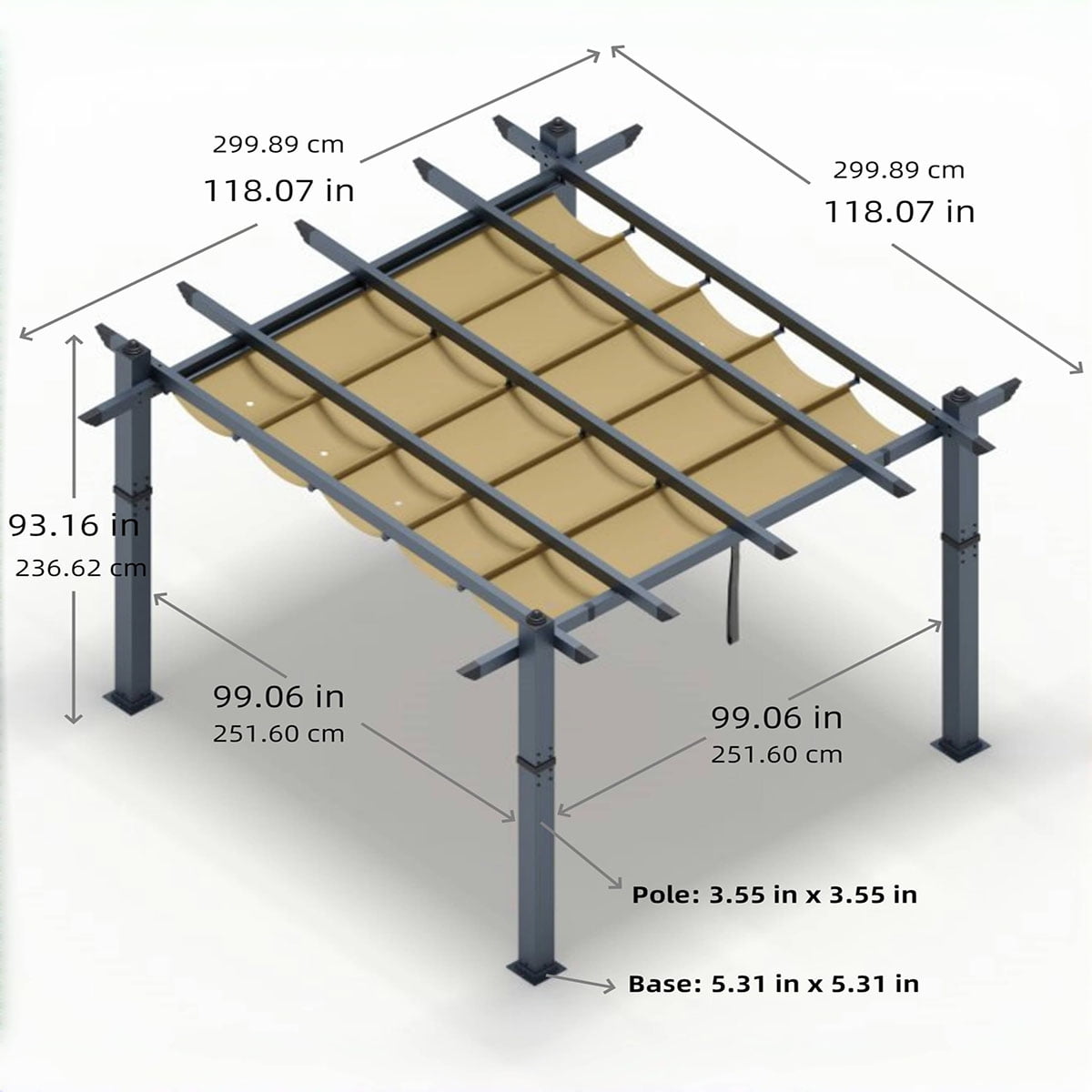 Danolapsi Outdoor Pergola 10 x 10ft Aluminum Pergola, Outdoor Shelter Modern Design with Adjustable Roof Sun Shade Pavilion Grape Trellis Grill Gazebo for Gardens, Patios, Garden Yard, Poolside, Deck